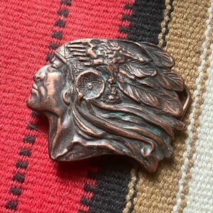 Native American Indian Head Belt Buckle